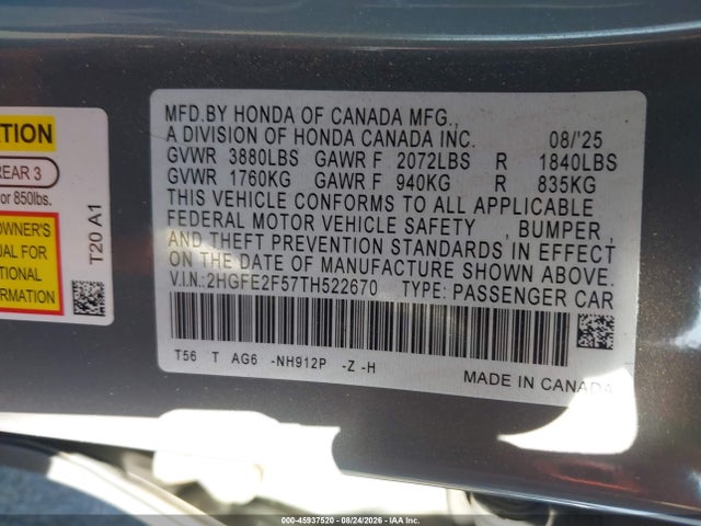 2026 HONDA CIVIC SPORT 9