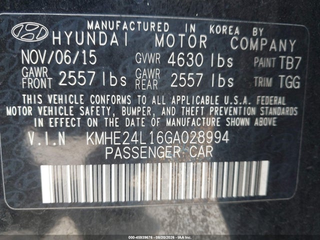 2016 Hyundai SONATA HYBRID SE 照片 9