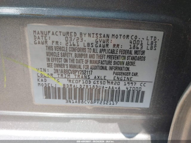 2023 NISSAN SENTRA SV XTRONIC CVT 9