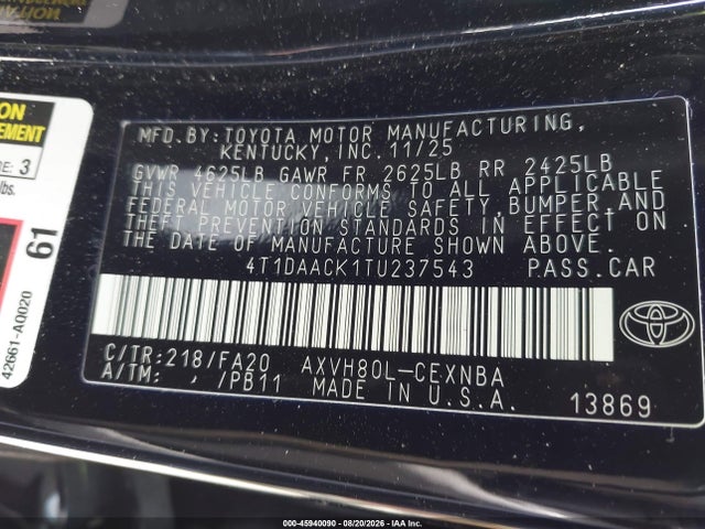 2026 TOYOTA CAMRY LE 9