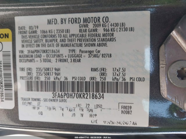2019 FORD FUSION SE 9