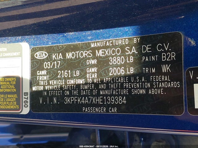 2017 KIA FORTE LX 9