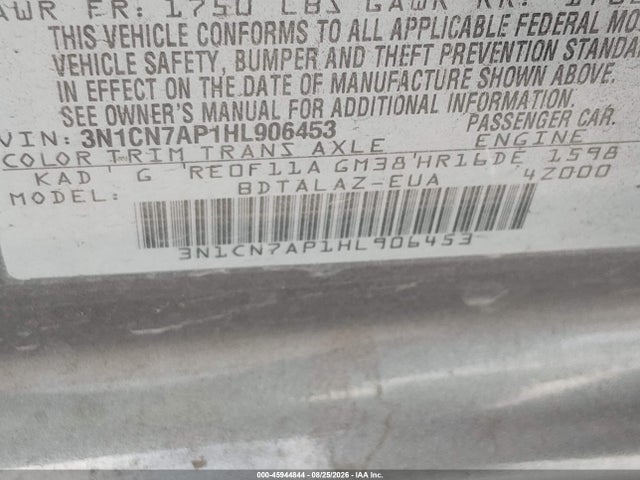 2017 NISSAN VERSA 1.6 S+ 9
