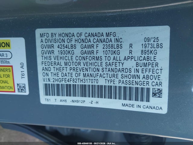 2026 HONDA CIVIC HYBRID SPORT/SPORT TOURING 9