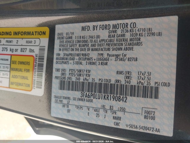2019 FORD FUSION HYBRID SE 9