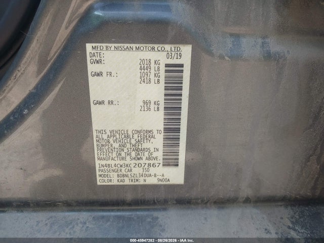 2019 NISSAN ALTIMA 2.5 SR 9