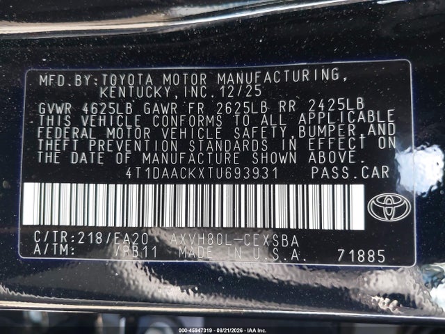 2026 TOYOTA CAMRY NIGHTSHADE 9