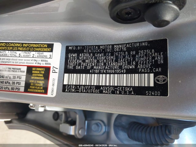 2017 TOYOTA CAMRY SE 9