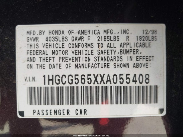 1999 Honda ACCORD EX 照片 9