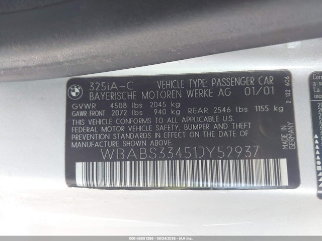 2001 BMW 325CI 照片 9