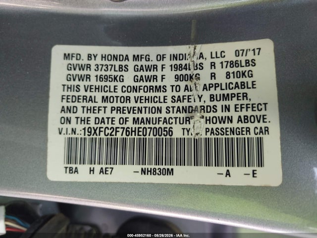2017 HONDA CIVIC EX 9