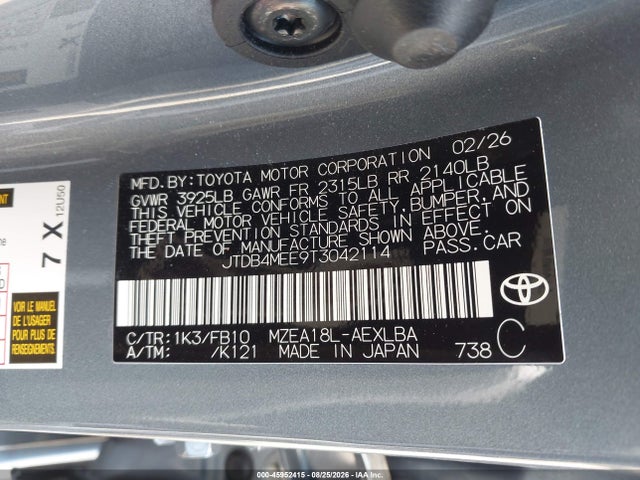 2026 TOYOTA COROLLA LE 9