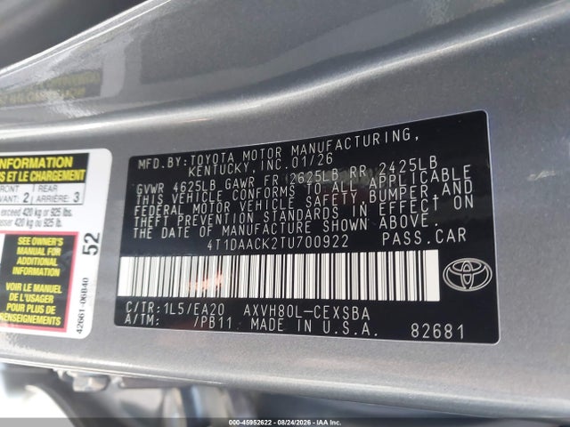 2026 TOYOTA CAMRY SE 9