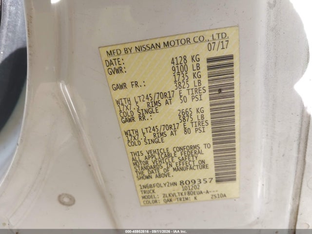 2017 NISSAN NV CARGO NV2500 HD SV V6 9