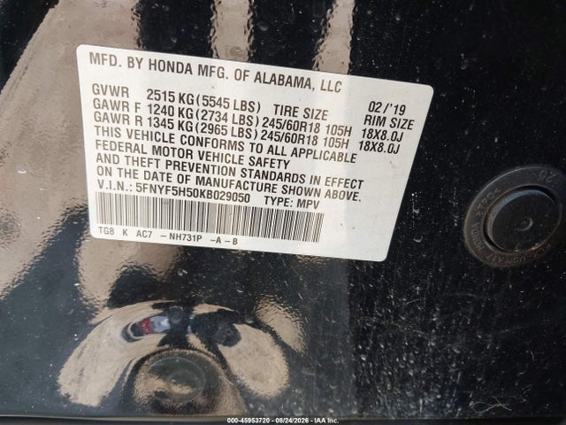 2019 HONDA PILOT EX-L 9