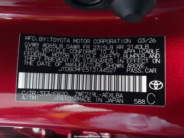 2026 TOYOTA COROLLA HYBRID HYBRID LE 9