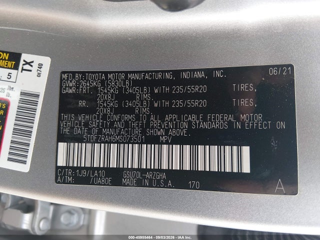 2021 TOYOTA HIGHLANDER PLATINUM 9