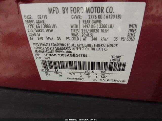 2019 FORD EXPLORER XLT 9