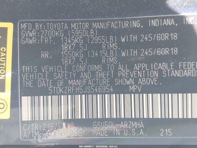 2018 TOYOTA HIGHLANDER XLE 9