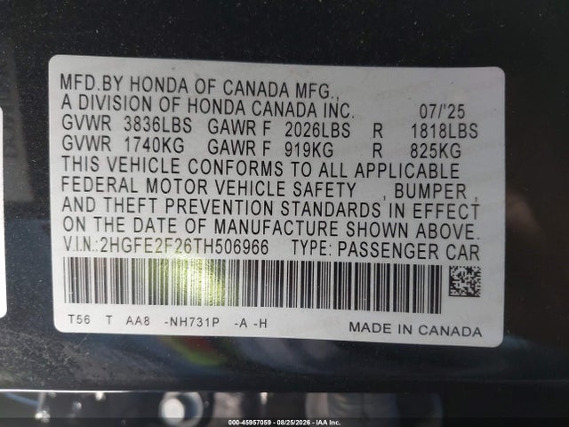 2026 HONDA CIVIC LX 9