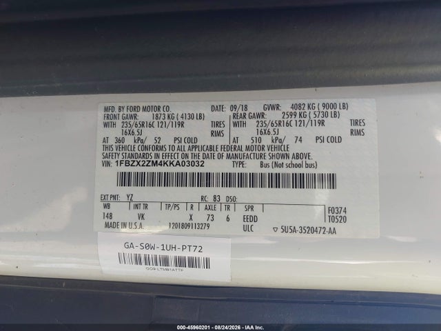 2019 FORD TRANSIT-350 XL 9