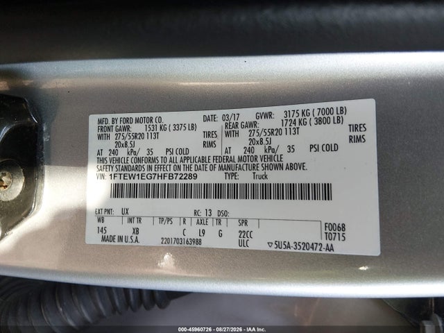2017 FORD F-150 XLT 9