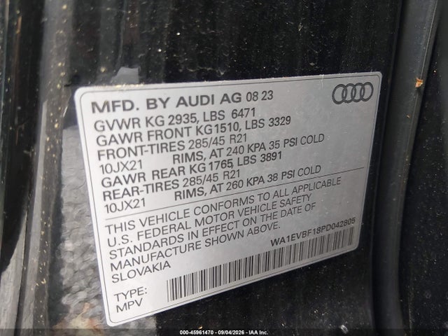 2023 AUDI Q8 PREMIUM PLUS 55 TFSI QUATTRO TIPTRONIC 9