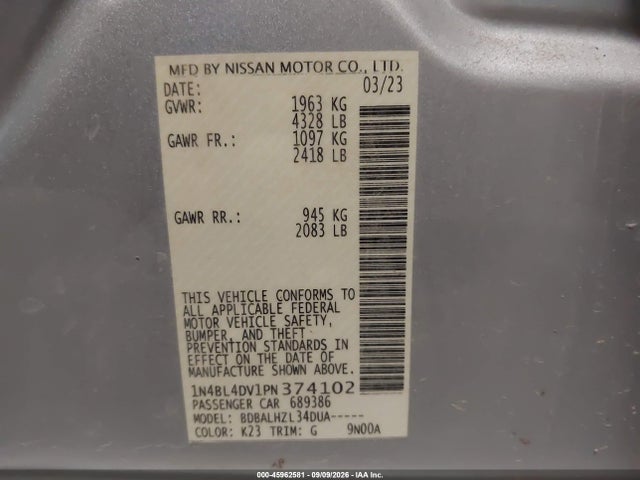2023 NISSAN ALTIMA SV FWD 9