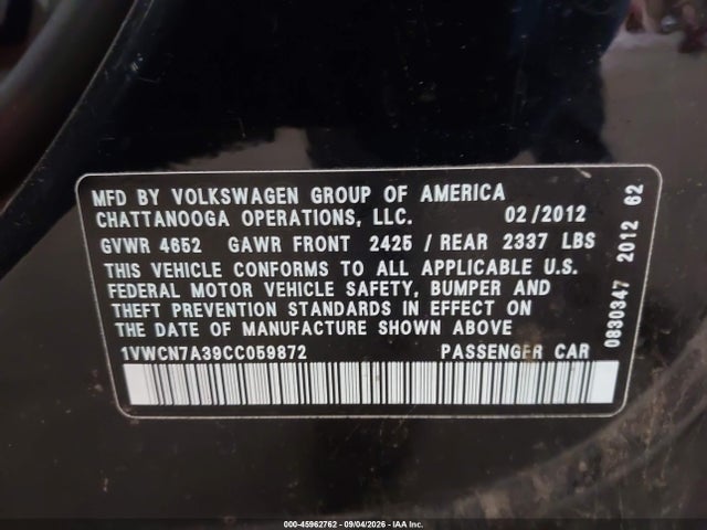 صورة 9 لـ 2012 Volkswagen PASSAT 2.0L TDI SEL PREMIUM