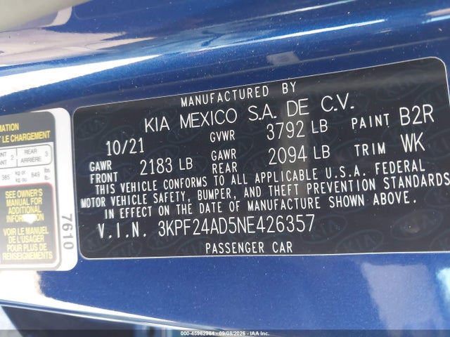 2022 KIA FORTE LXS 9