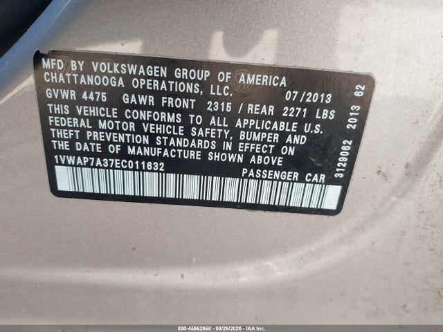 2014 Volkswagen PASSAT 2.5L S — фото 9