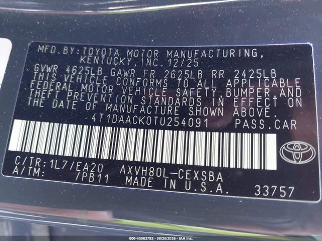 2026 TOYOTA CAMRY SE 9