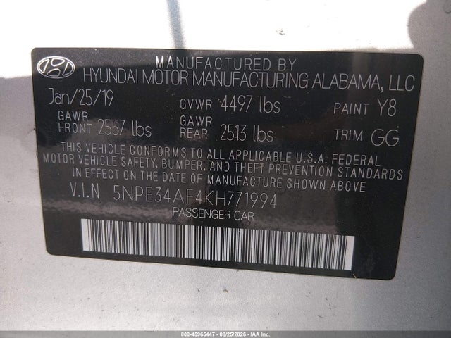 2019 HYUNDAI SONATA SEL 8