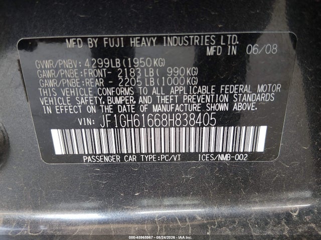 2008 Subaru IMPREZA 2.5I photo 9