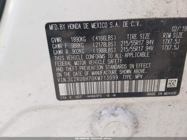 2019 HONDA HR-V EX-L 9