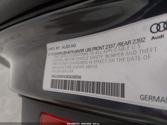 2019 AUDI A4 40 PREMIUM/40 TITANIUM PREMIUM 9