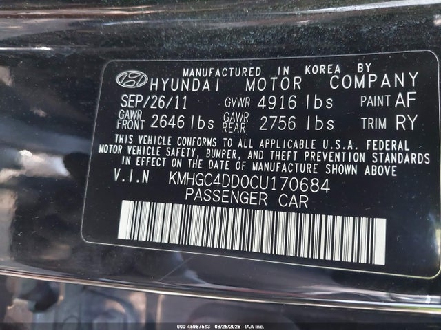 2012 Hyundai GENESIS 3.8 照片 9