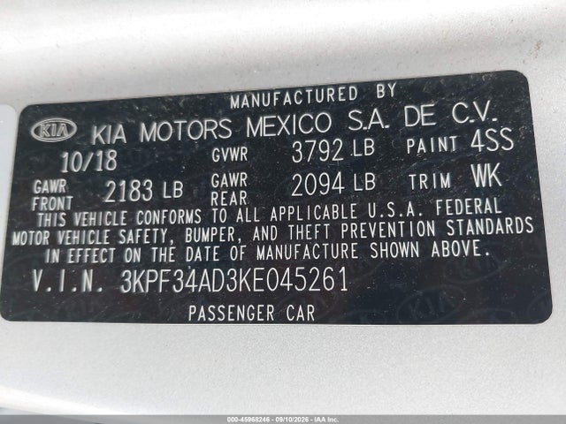 2019 KIA FORTE S 9