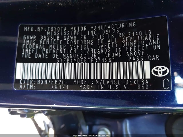 2026 TOYOTA COROLLA LE 9