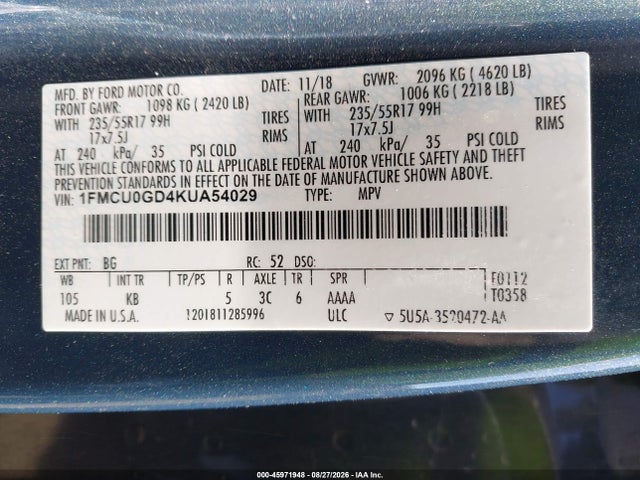 2019 FORD ESCAPE SE 9