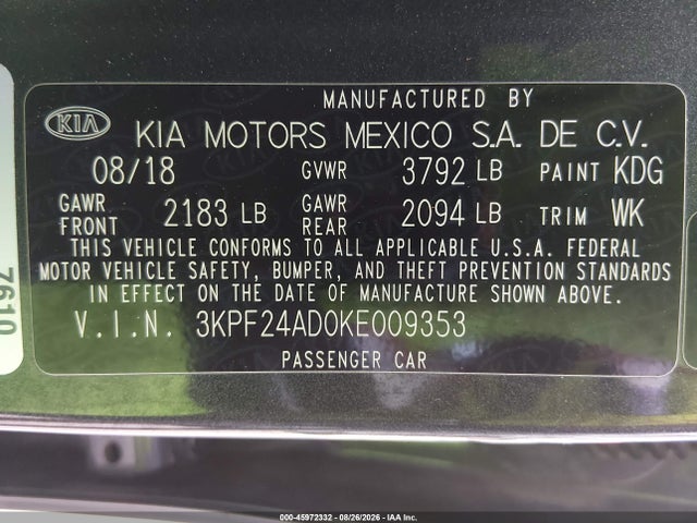 2019 KIA FORTE LXS 9