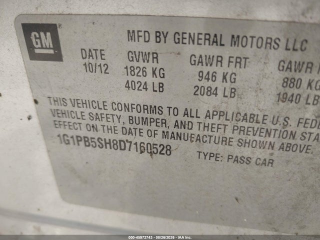 2013 Chevrolet CRUZE LS MANUAL — фото 9