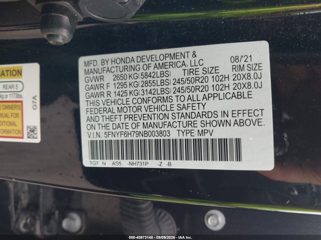 2022 HONDA PILOT AWD BLACK EDITION 9