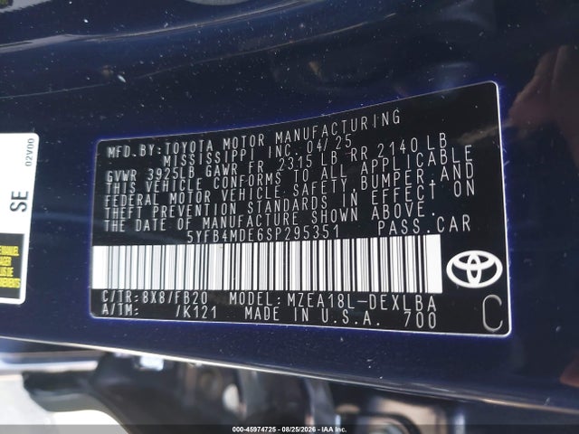 2025 TOYOTA COROLLA LE 9