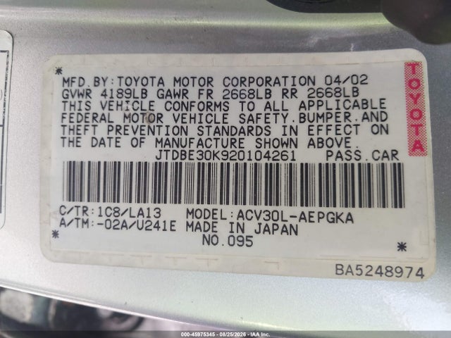 صورة 9 لـ 2002 Toyota CAMRY XLE