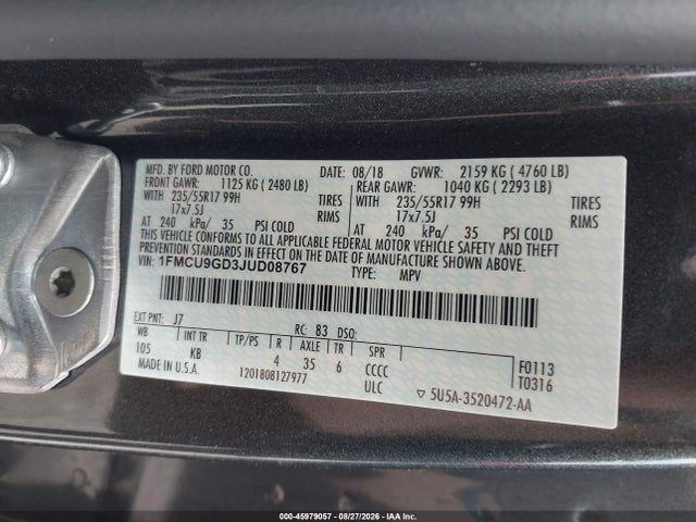 2018 FORD ESCAPE SE 9