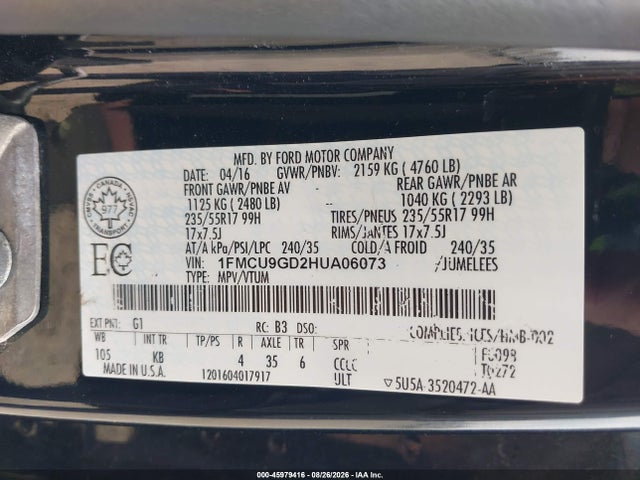 2017 FORD ESCAPE SE 9