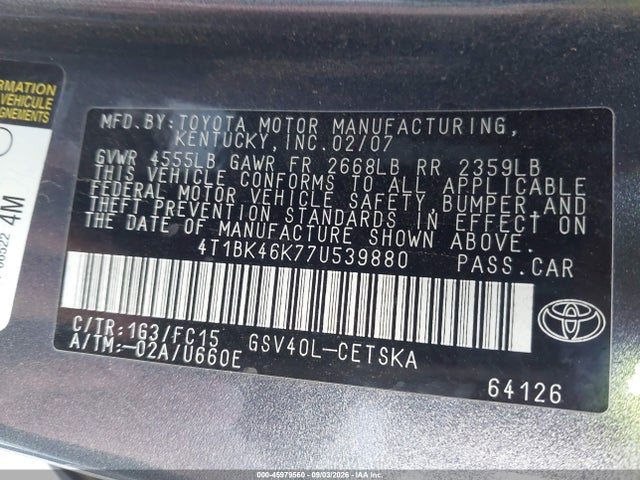 صورة 9 لـ 2007 Toyota CAMRY SE V6