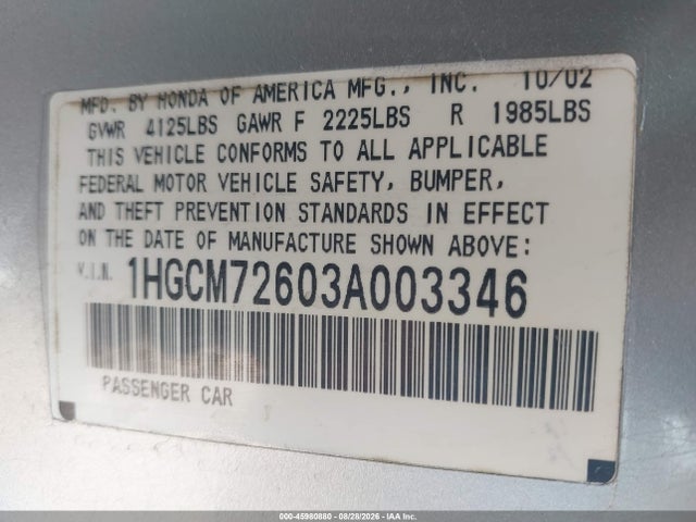 2003 Honda ACCORD 2.4 EX 照片 9
