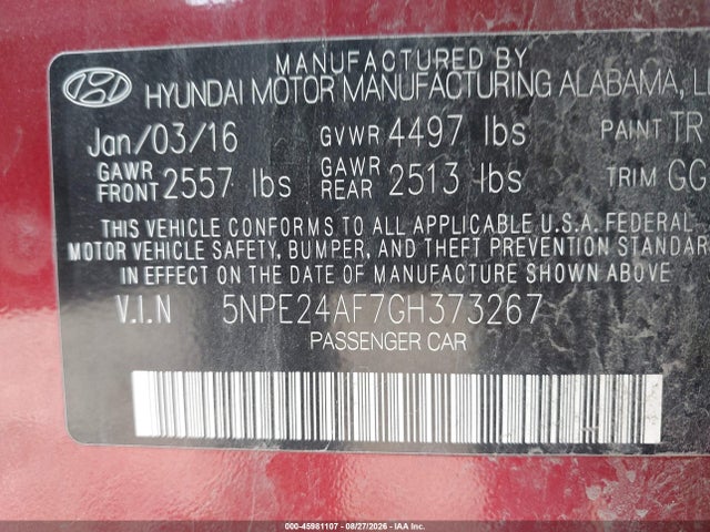 2016 Hyundai SONATA SE 照片 9